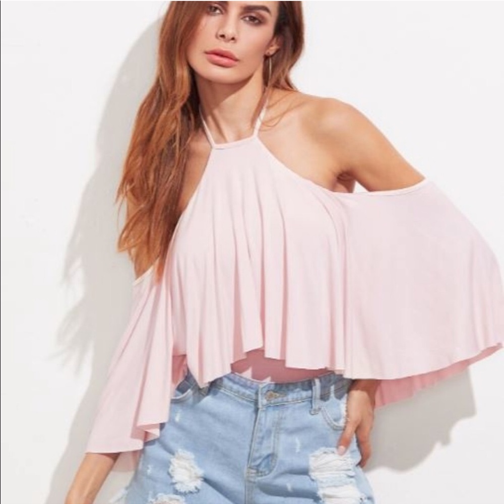 💕2 for $20💕Flirty Cold Shoulder Flounce Bodysuit